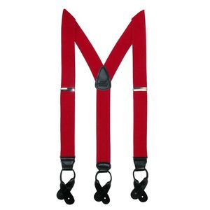 CTM Men's Elastic Button End Dress Suspenders with Silver Hardware